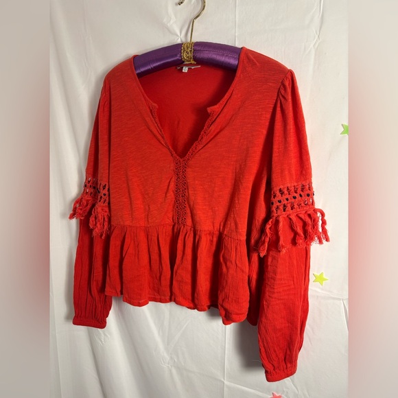 Lucky Brand Tops - 100% Cotton Brick Red Lucky Brand Boho Blouse Size M